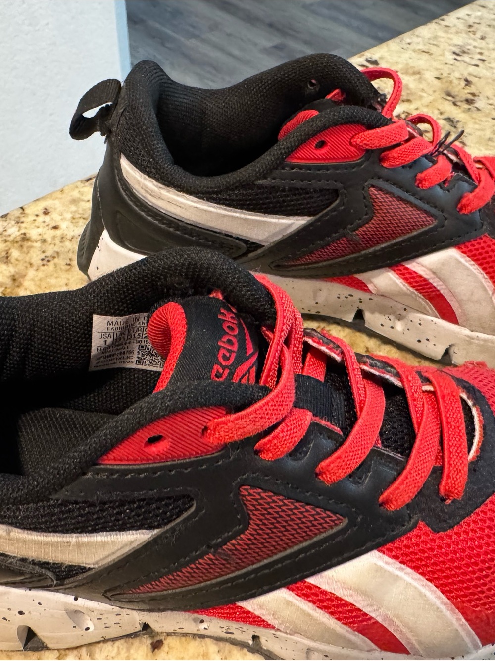 Reebok Kids Red and Black Athletic Sneakers with White Accents